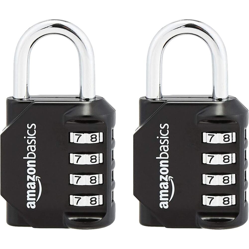 🔥Secure 4-Digit Combination Lock 2-Pack in Black & Silver Keyless Convenience🔥 - Picture 1 of 4